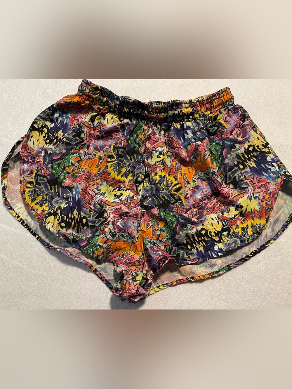 BOA Women's Multicolor Graffiti-Print Athletic Running Shorts - Elastic Waist
